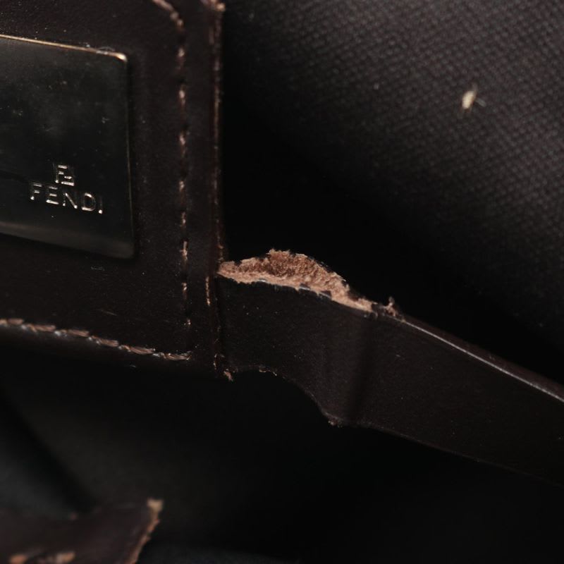 Fendi Tote Bag Zucchino 8 Bh056 Brown Dark Canvas Leather Mini — view 6