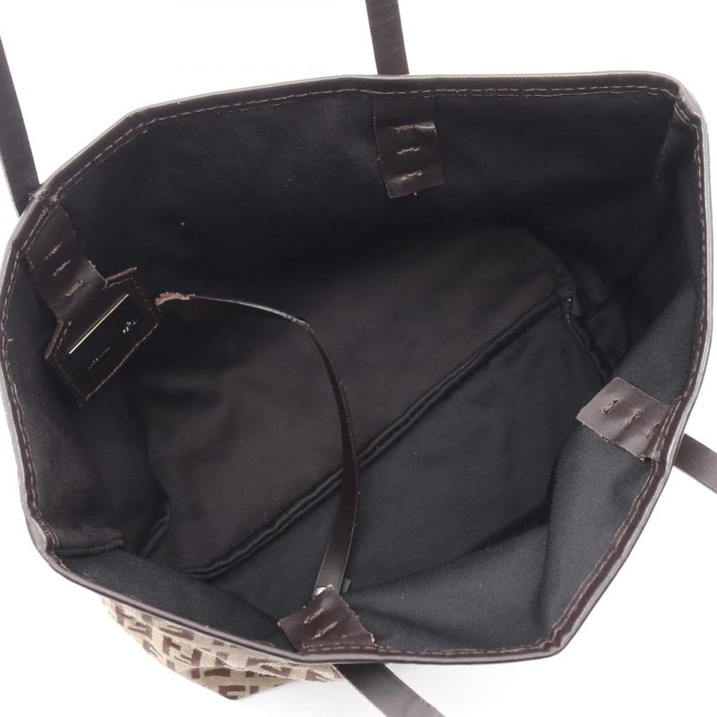 Fendi Tote Bag Zucchino 8 Bh056 Brown Dark Canvas Leather Mini — view 4