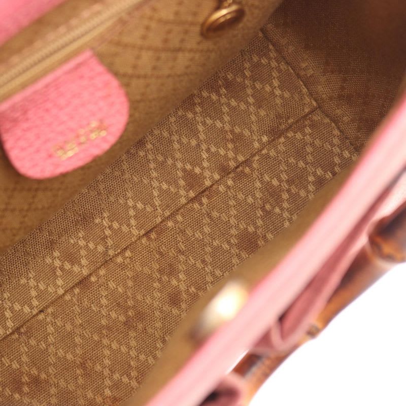 Gucci Handbag Bamboo 000 123 0316 Pink Suede Leather 2-Way