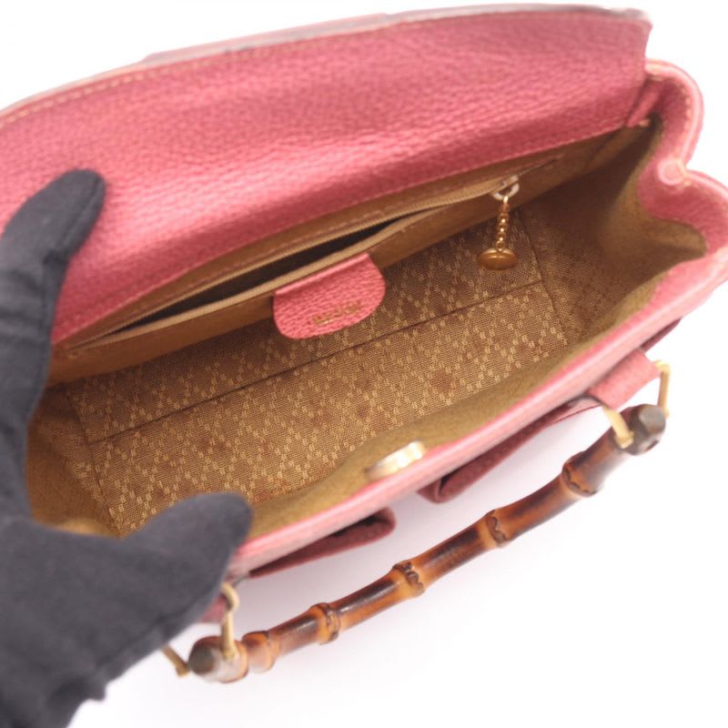 Gucci Handbag Bamboo 000 123 0316 Pink Suede Leather 2-Way