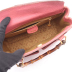 Gucci Handbag Bamboo 000 123 0316 Pink Suede Leather 2-Way