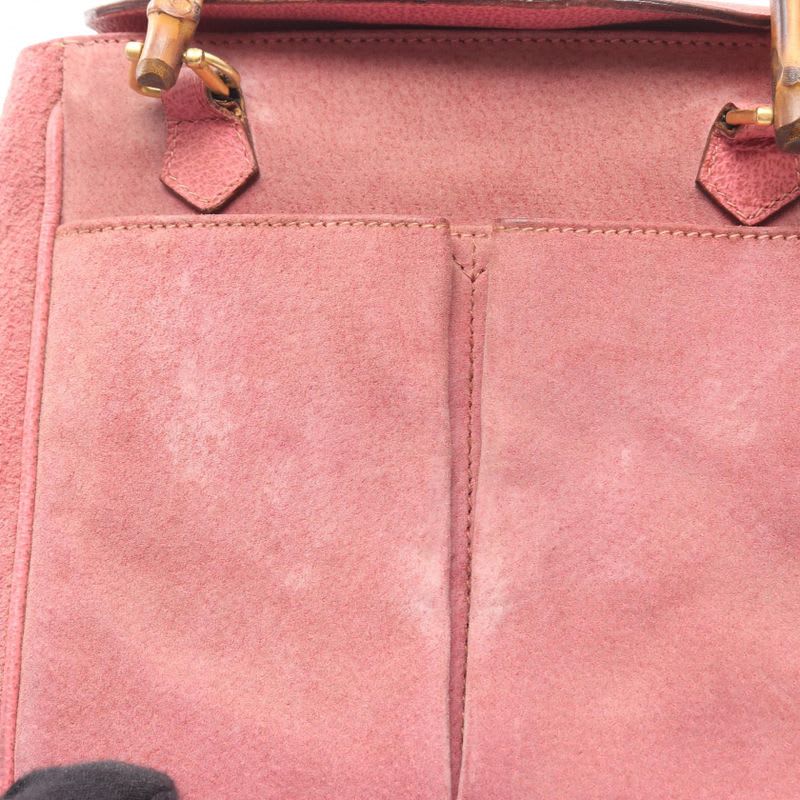 Gucci Handbag Bamboo 000 123 0316 Pink Suede Leather 2-Way