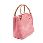 Gucci Handbag Bamboo 000 123 0316 Pink Suede Leather 2-Way