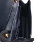 Chanel Shoulder Bag Navy Red Leather