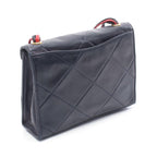 Chanel Shoulder Bag Navy Red Leather