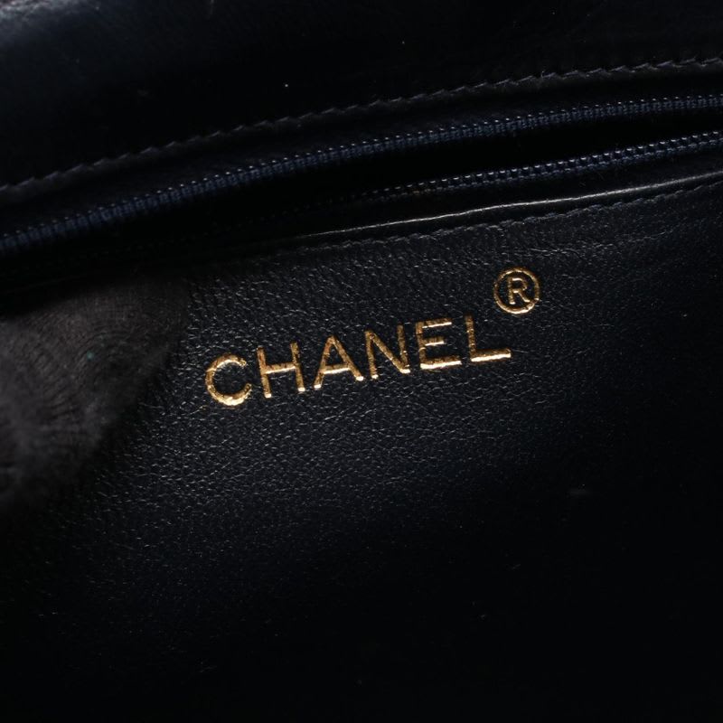 Chanel Shoulder Bag Navy Red Leather