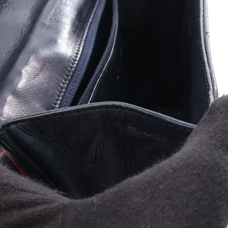 Chanel Shoulder Bag Navy Red Leather