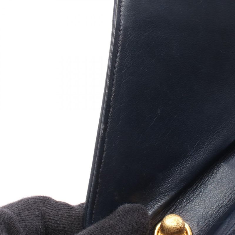 Chanel Shoulder Bag Navy Red Leather