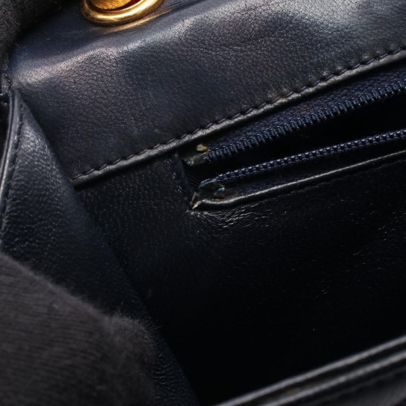 Chanel Shoulder Bag Navy Red Leather