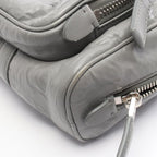 Prada Handbag Gray Leather Triangle Logo 2-Way — view 9