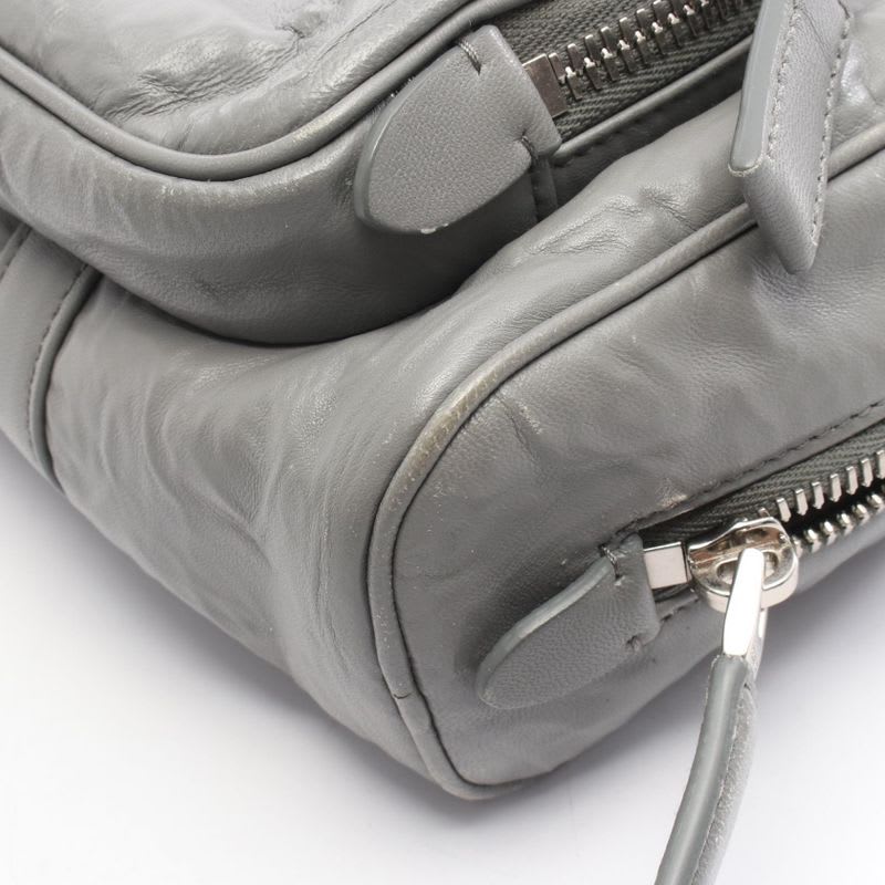 Prada Handbag Gray Leather Triangle Logo 2-Way — view 9