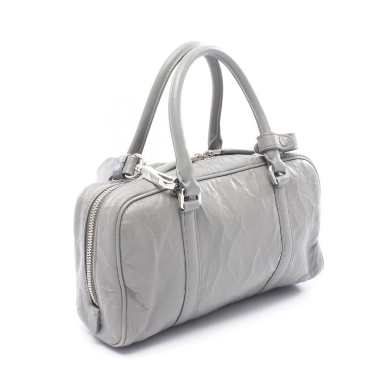 Prada Handbag Gray Leather Triangle Logo 2-Way — view 3