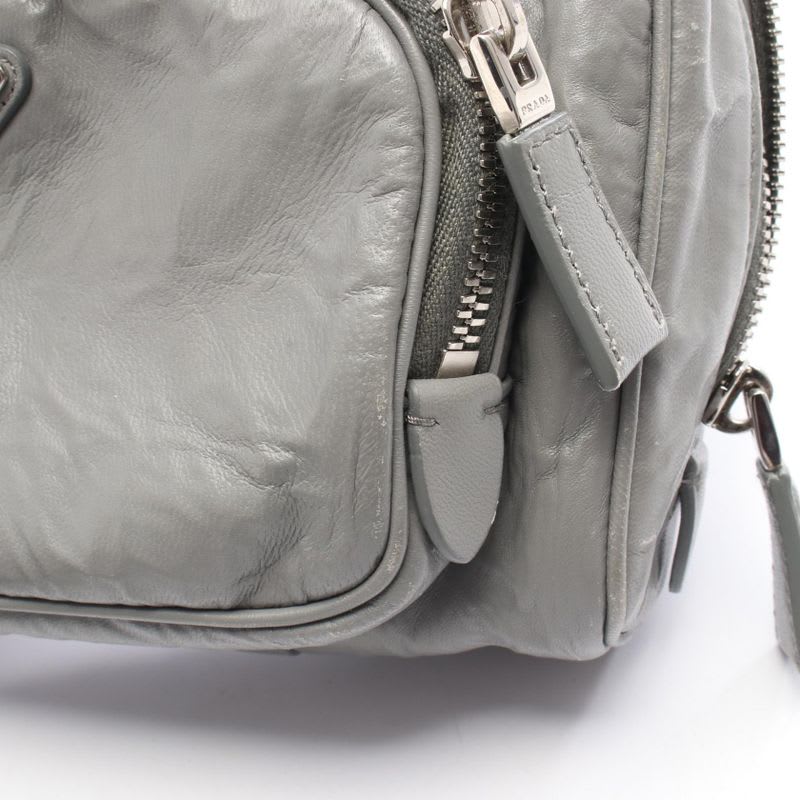 Prada Handbag Gray Leather Triangle Logo 2-Way — view 8