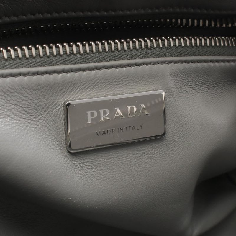 Prada Handbag Gray Leather Triangle Logo 2-Way — view 5