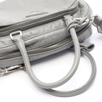 Prada Handbag Gray Leather Triangle Logo 2-Way — view 6