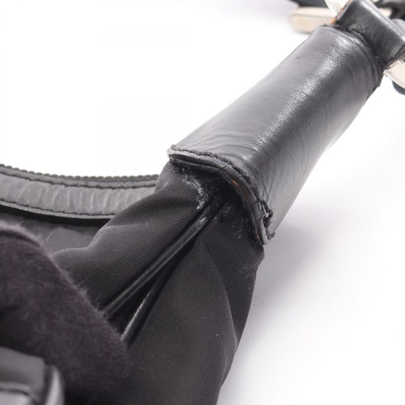 Prada Shoulder Bag Black Nylon Leather Triangle Logo