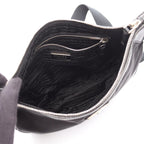 Prada Shoulder Bag Black Nylon Leather Triangle Logo