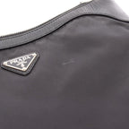 Prada Shoulder Bag Black Nylon Leather Triangle Logo