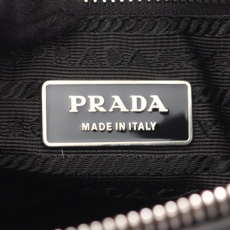 Prada Shoulder Bag Black Nylon Leather Triangle Logo