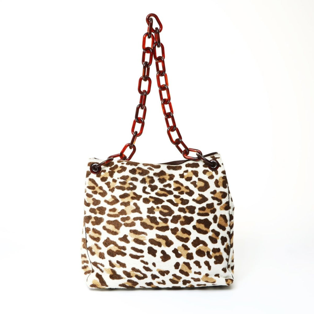 Prada Shoulder Bag Calf Hair Leopard Chain — view 3