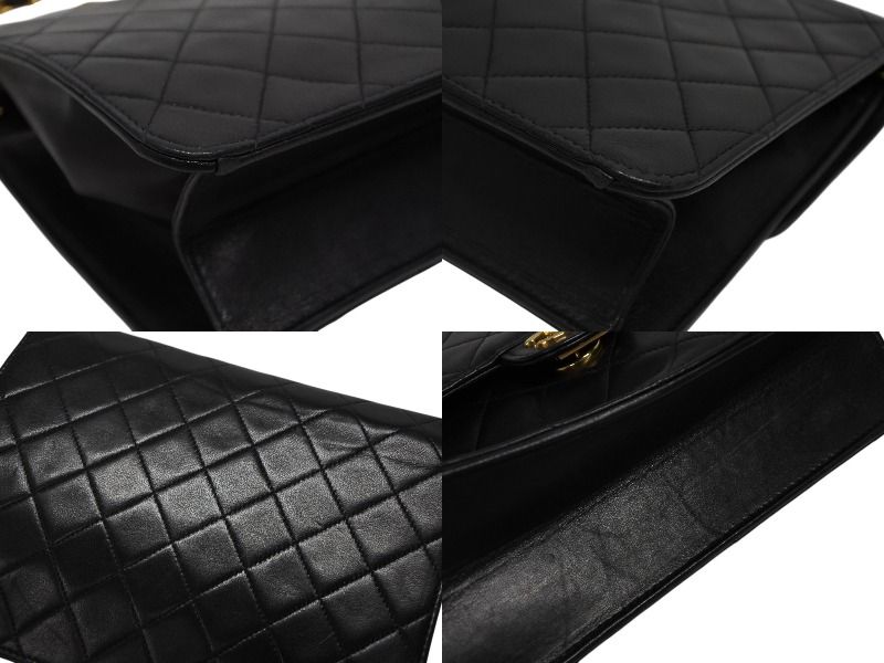Chanel S Flap S Chain Shoulder Bag CC Logo Lambskin Black Gold — view 6