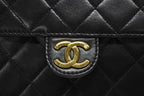 Chanel S Flap S Chain Shoulder Bag CC Logo Lambskin Black Gold — view 4