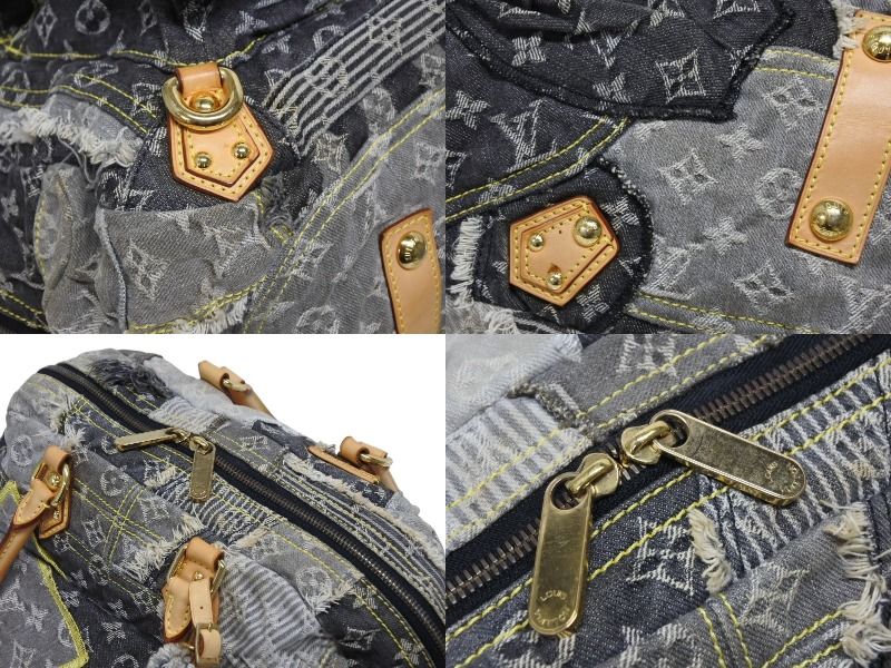 Louis Vuitton Bowley Handbag Monogram Denim Black Gray — view 6