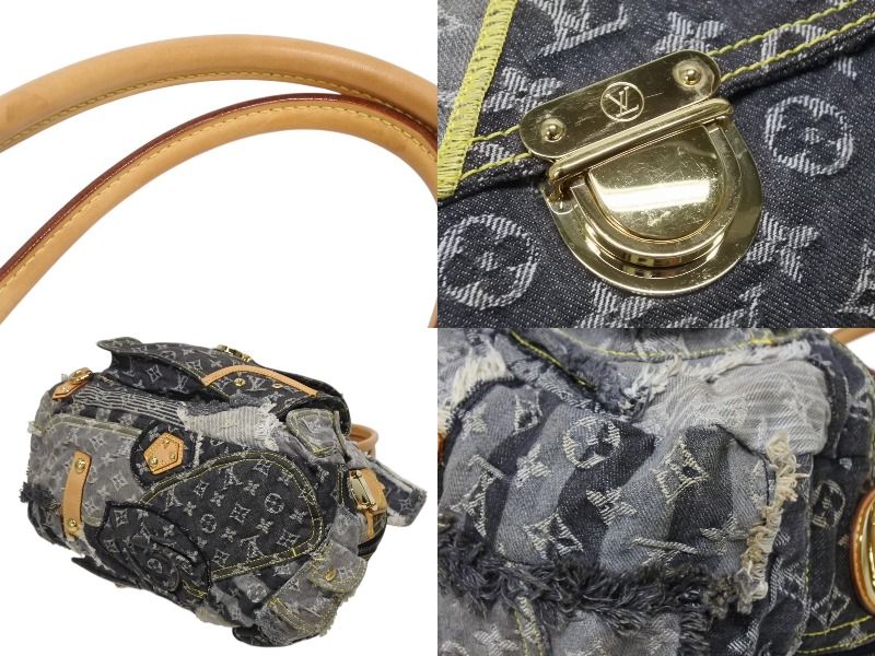 Louis Vuitton Bowley Handbag Monogram Denim Black Gray — view 5
