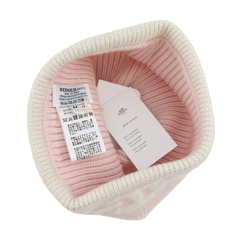 Hermes Knit Hat Heaven Cashmere M Rose Poudre Ecru — view 4
