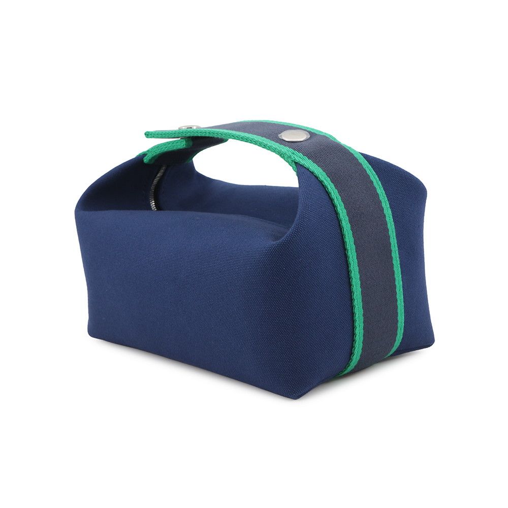 Hermes Pouch Bric-a-Brac PM Marine Silver Canvas Case — view 2