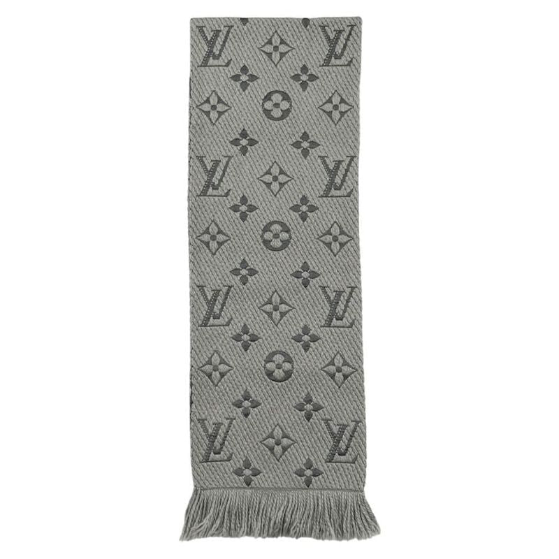 Louis Vuitton Muffler Echarpe Logomania Wool Silk Monogram Gray Scarf — view 3