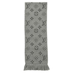 Louis Vuitton Muffler Echarpe Logomania Wool Silk Monogram Gray Scarf — view 3