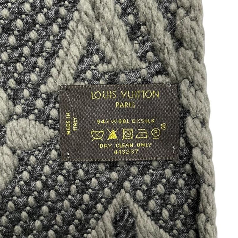 Louis Vuitton Muffler Echarpe Logomania Wool Silk Monogram Gray Scarf — view 8