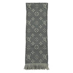 Louis Vuitton Muffler Echarpe Logomania Wool Silk Monogram Gray Scarf — view 4