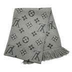 Louis Vuitton Muffler Echarpe Logomania Wool Silk Monogram Gray Scarf — view 2