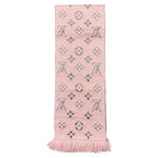 Louis Vuitton Muffler Echarpe Logomania Shine Wool Silk Monogram Rose Scarf — view 4
