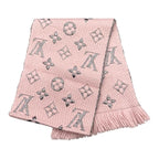 Louis Vuitton Muffler Echarpe Logomania Shine Wool Silk Monogram Rose Scarf — view 2