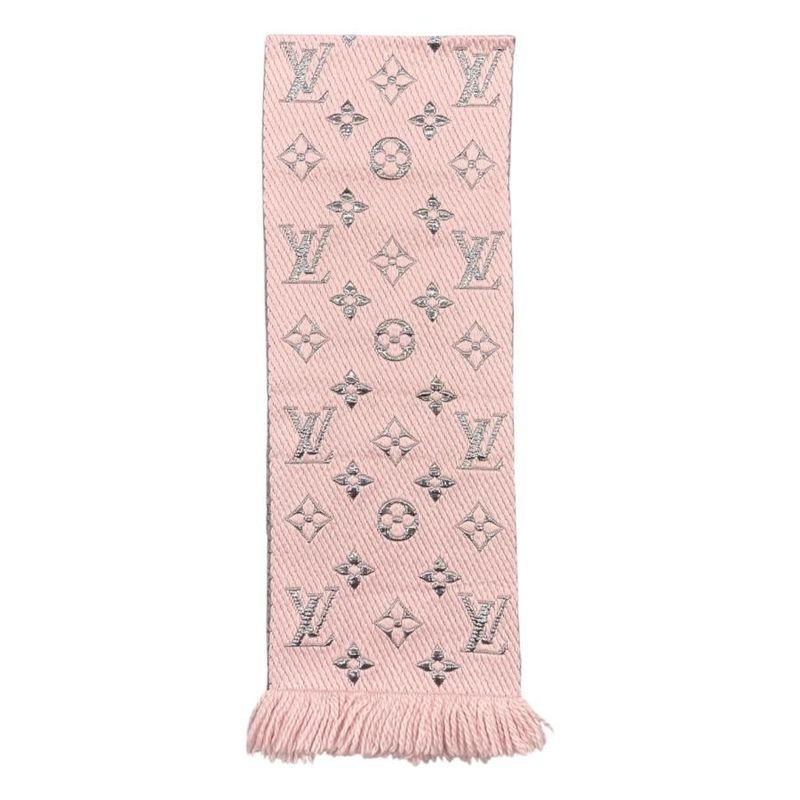 Louis Vuitton Muffler Echarpe Logomania Shine Wool Silk Monogram Rose Scarf — view 3