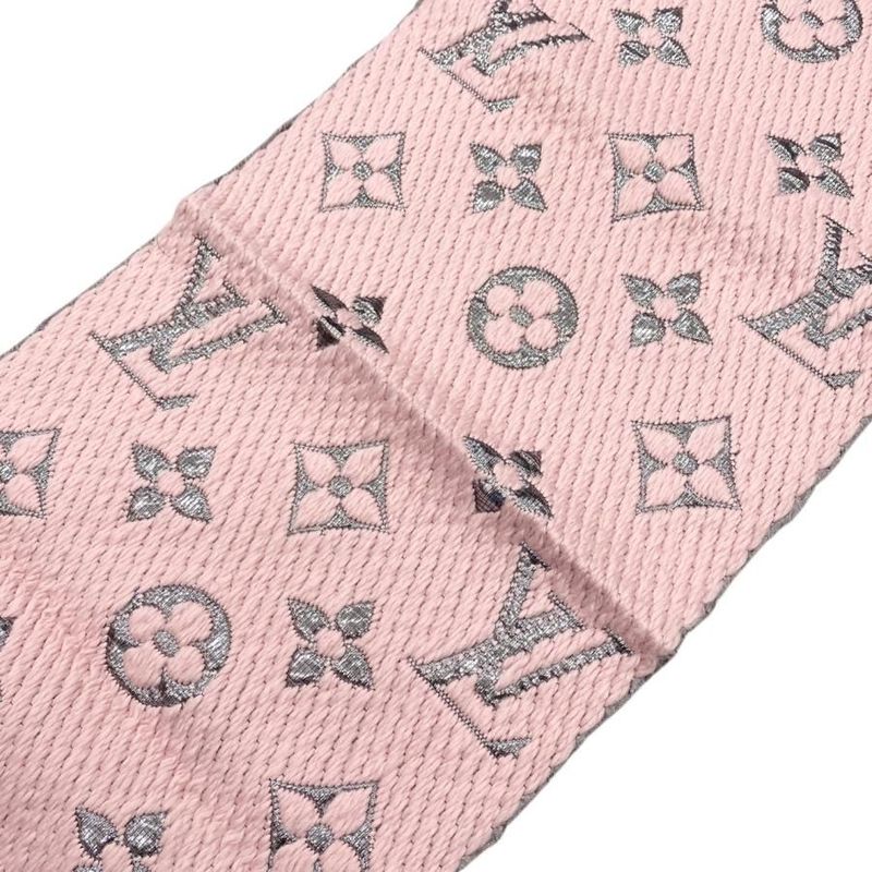 Louis Vuitton Muffler Echarpe Logomania Shine Wool Silk Monogram Rose Scarf — view 6