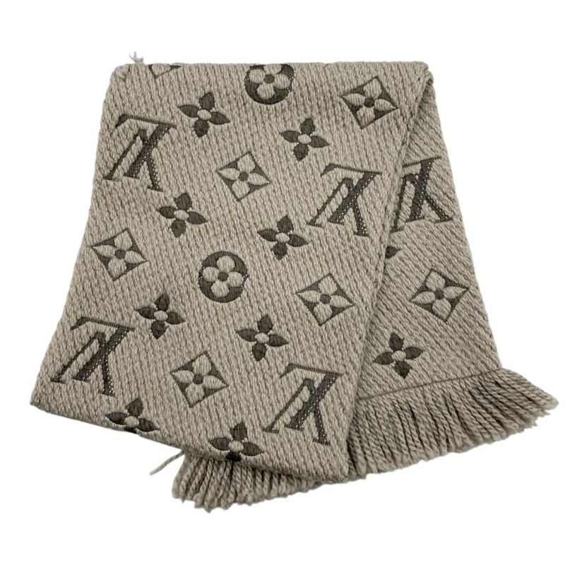 Louis Vuitton Muffler Echarpe Logomania Wool Silk Monogram Brown Scarf — view 2