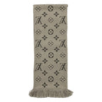 Louis Vuitton Muffler Echarpe Logomania Wool Silk Monogram Brown Scarf — view 4