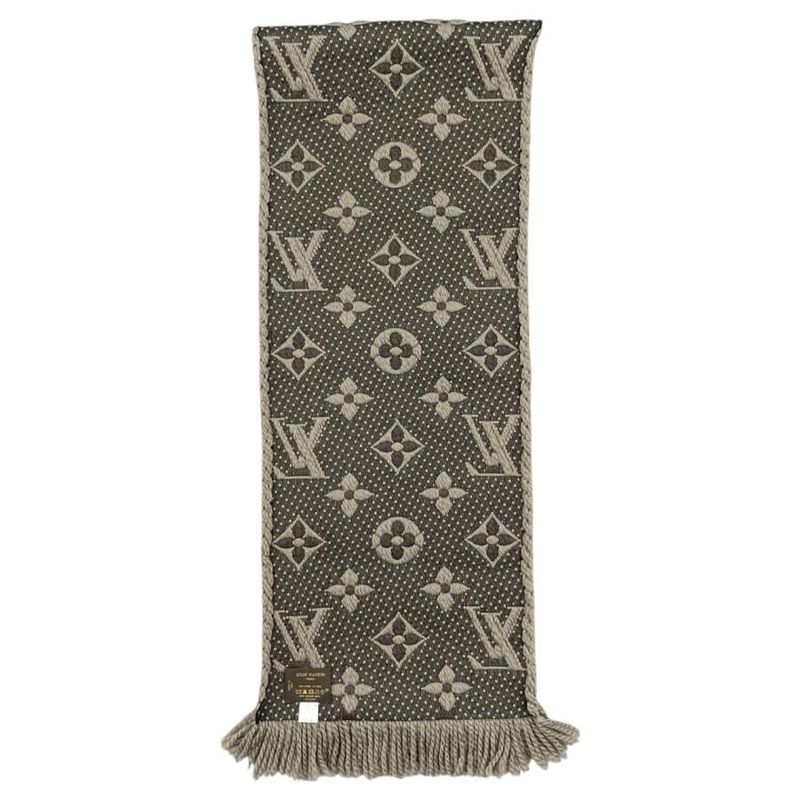 Louis Vuitton Muffler Echarpe Logomania Wool Silk Monogram Brown Scarf — view 5