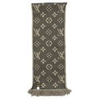 Louis Vuitton Muffler Echarpe Logomania Wool Silk Monogram Brown Scarf — view 5
