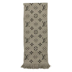 Louis Vuitton Muffler Echarpe Logomania Wool Silk Monogram Brown Scarf — view 3