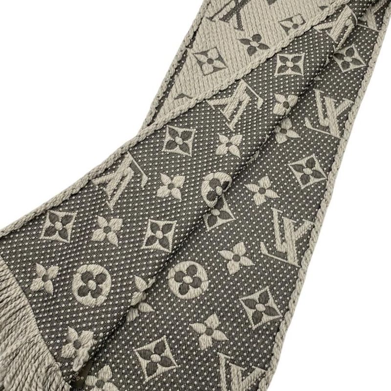 Louis Vuitton Muffler Echarpe Logomania Wool Silk Monogram Brown Scarf — view 7