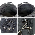Prada Evening Heart Mini Handbag Black Nero Tessuto Nylon Beads