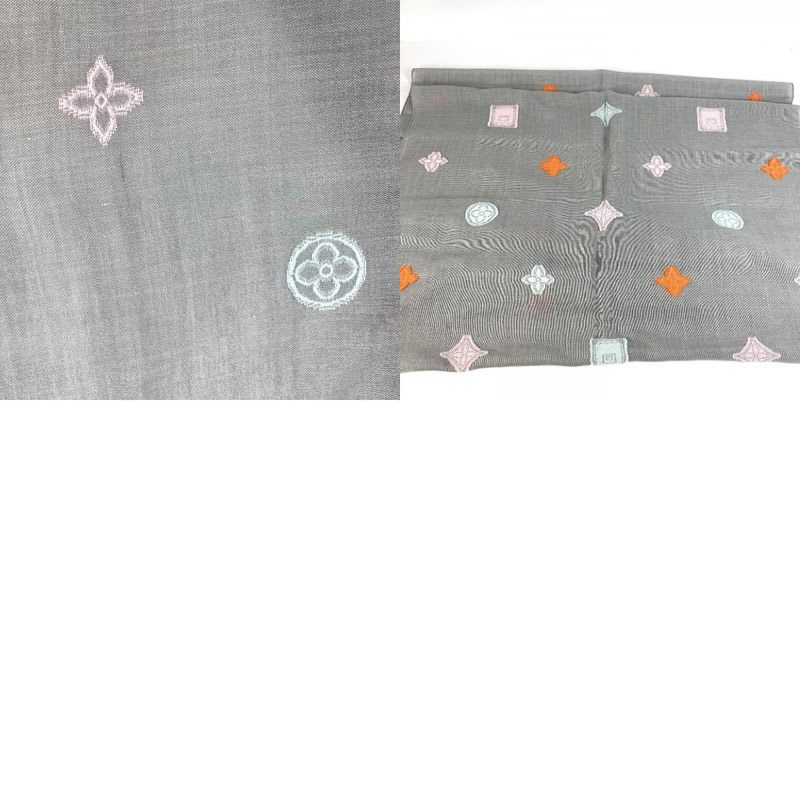 Louis Vuitton Shawl Monogram Logo Wool Gray — view 9