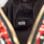 Chanel Chain Shoulder Bag Red Black Tweed Leather — view 7