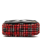 Chanel Chain Shoulder Bag Red Black Tweed Leather — view 4