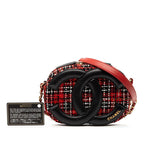 Chanel Chain Shoulder Bag Red Black Tweed Leather — view 8